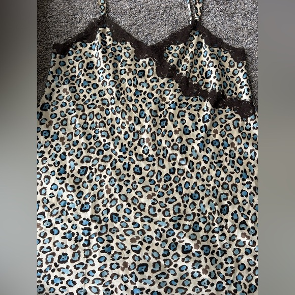 Morgan Taylor Intimates blue and brown cheetah pattern lace top XL - Picture 2 of 7
